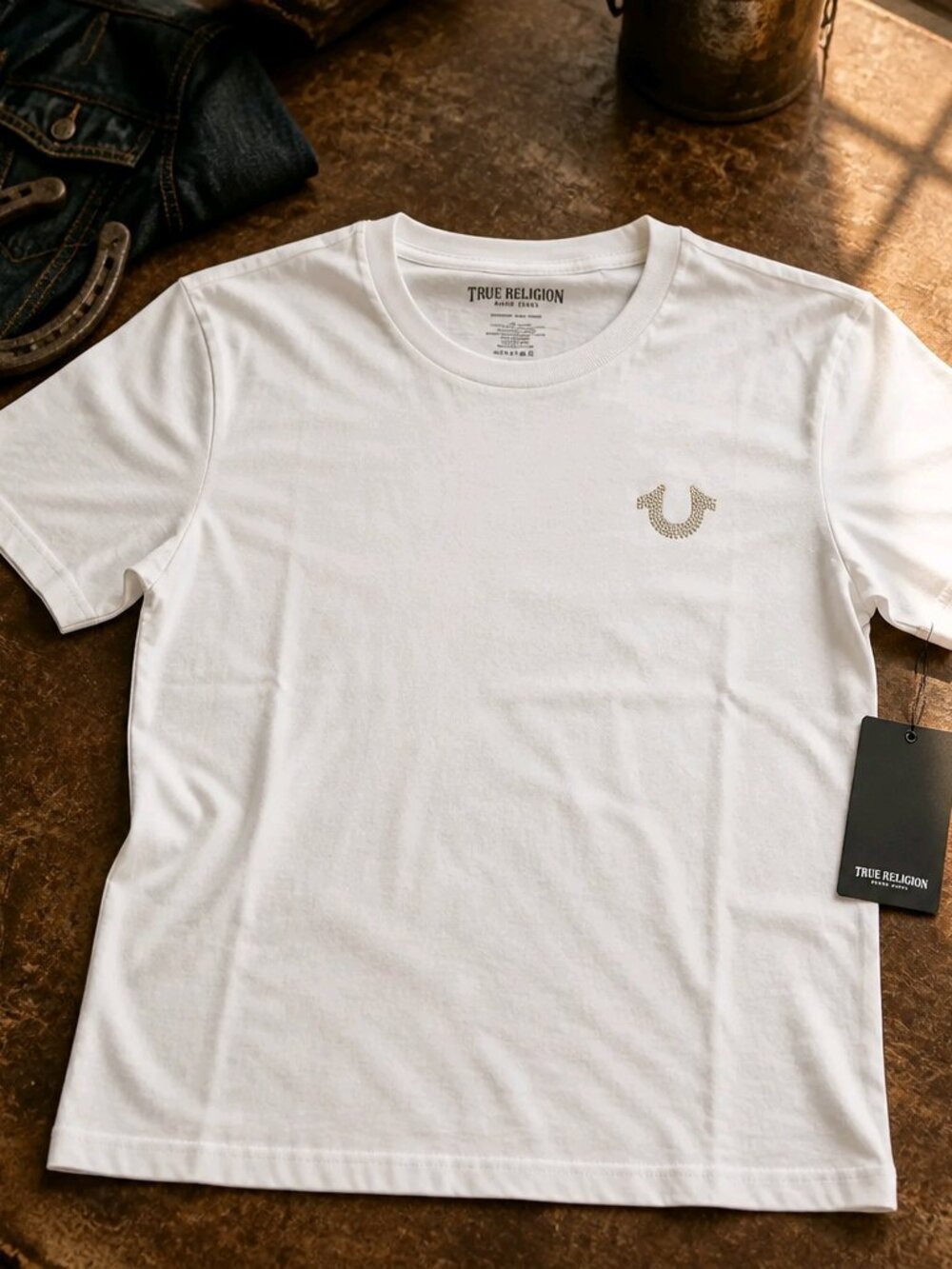 True Religion HS Wing Crew Tee in Optic White